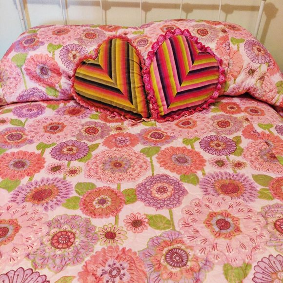Vintage 1960s Pink MOD Flower Power Bed Spread Com - Picture 6 of 13